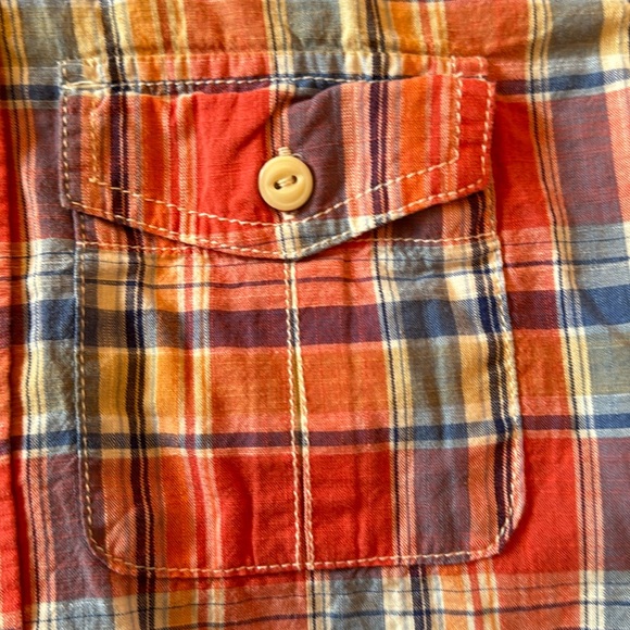 Shorts & shirt button down plaid Gap cargo blue coral boys 10/12 L 100% cotton - Picture 5 of 11